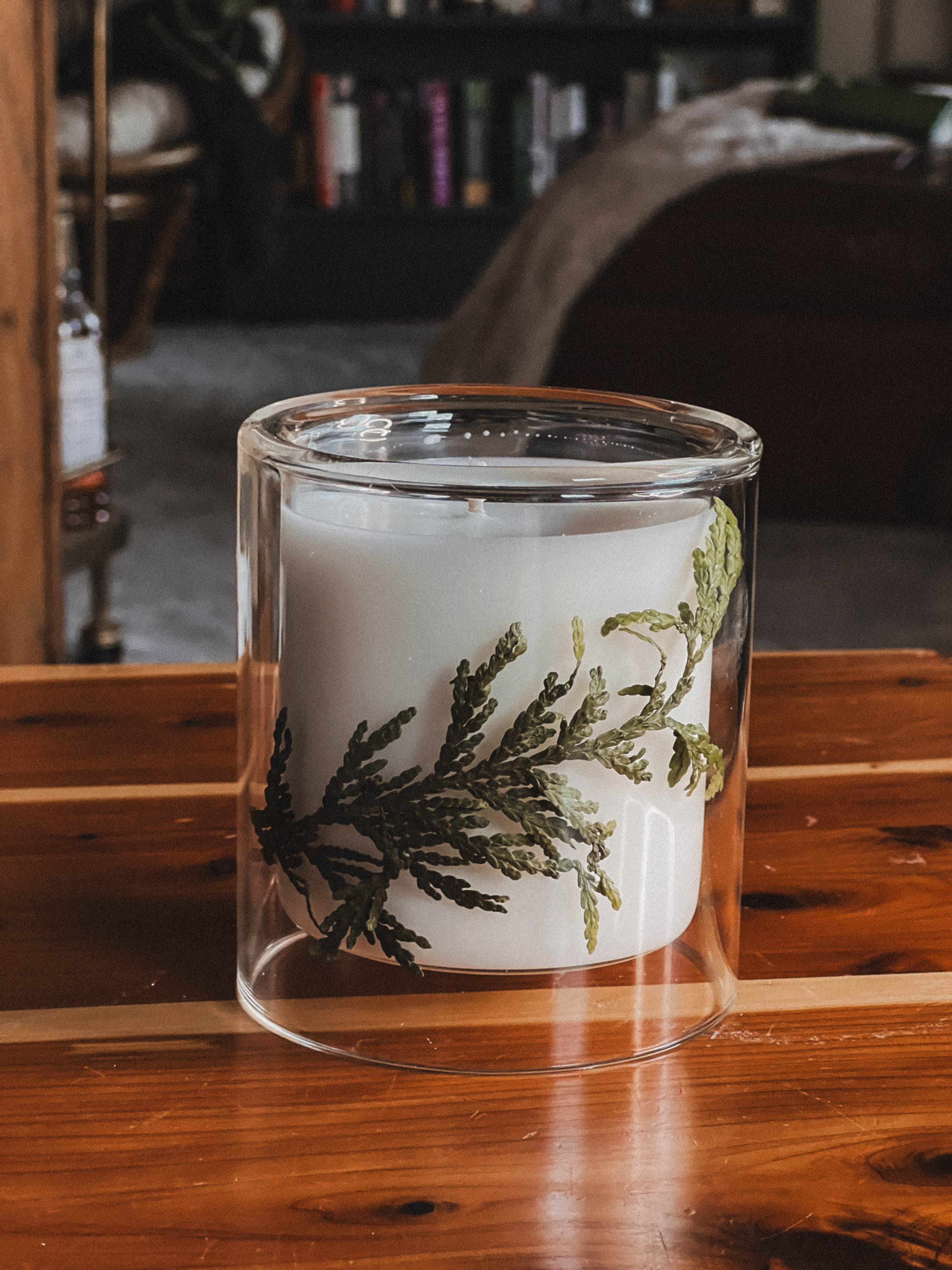 LE Seasonal Vessel with Cedar Sprig Candle