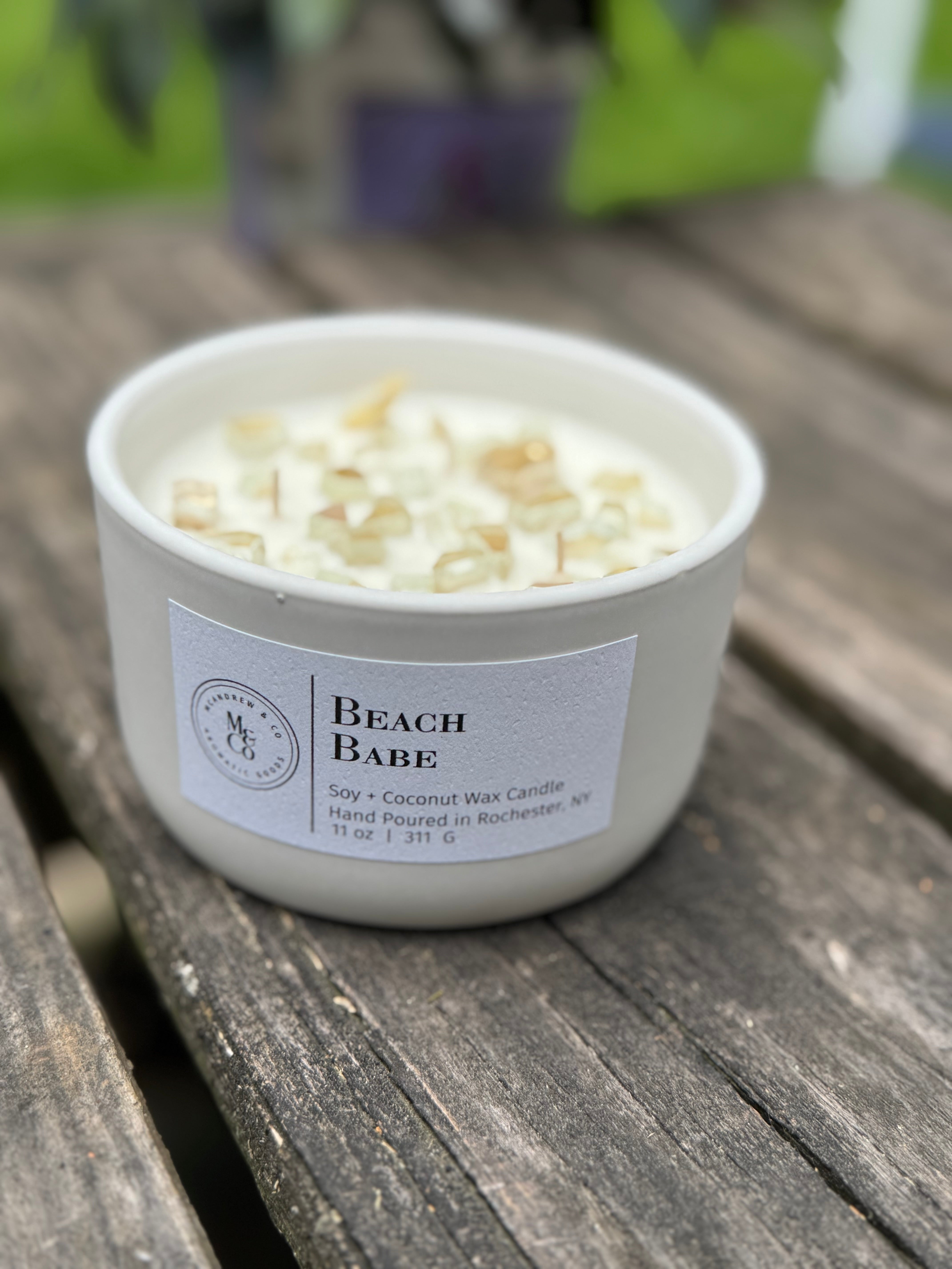 Beach Babe 11 oz White Ceramic Candle