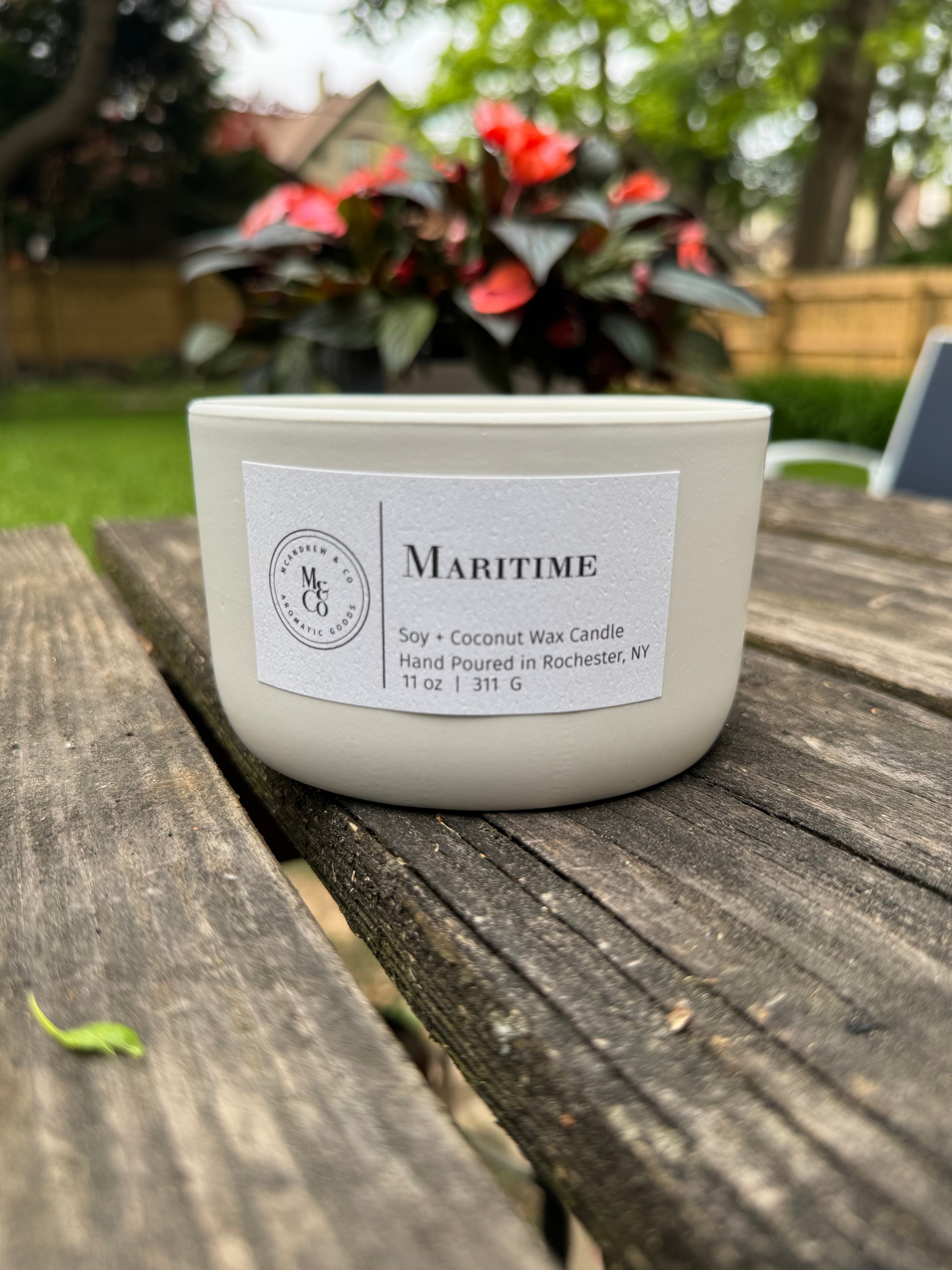 Maritime 11 oz White Ceramic Candle
