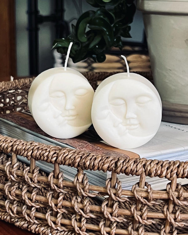 Moon Face Pillar Candle